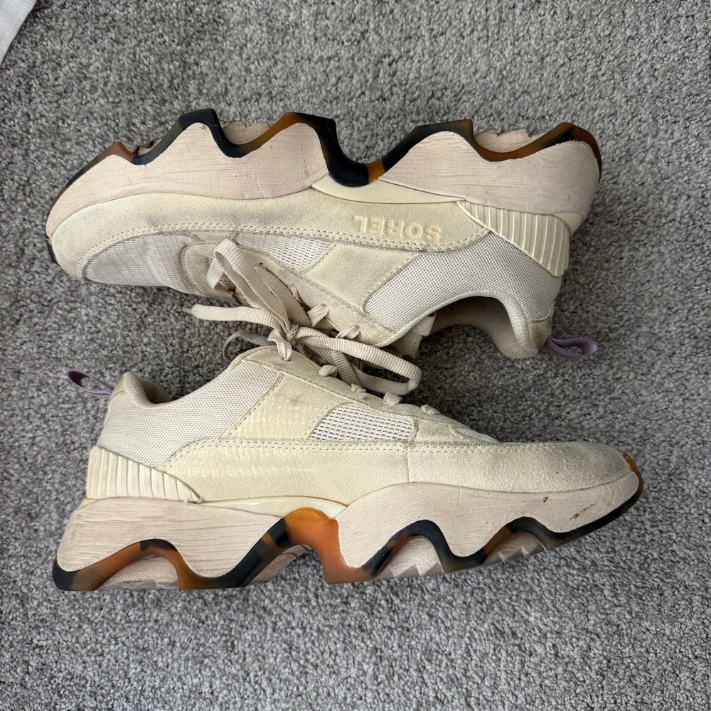 SOREL Kinetic Impact 2 Wonder Sneaker Women's Beige Suede Mesh Wedge Size 9‎